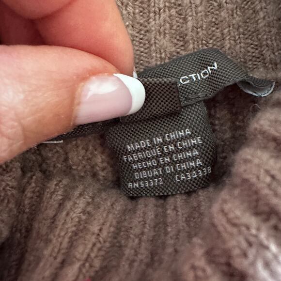 French Connection Sweater women's size Medium turtleneck Wool Stretch Brown - Picture 7 of 9